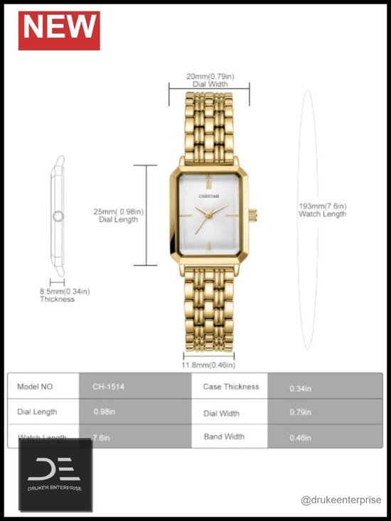 Dainty Women Two Tone Rectangular Stainless Steel Bracelet Watch